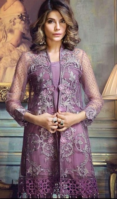 Kurti with net shrug on sale design