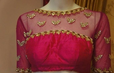 Stylish sequined net blouse for wedding