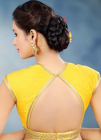 Yellow Festival Saree Blouse Back Pattern