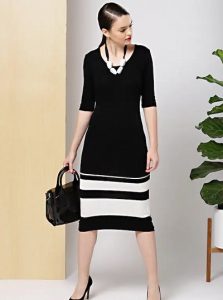 Black Monochrome Formal Women Dress 223x300 