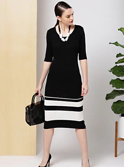 Black Monochrome Formal Women Dress