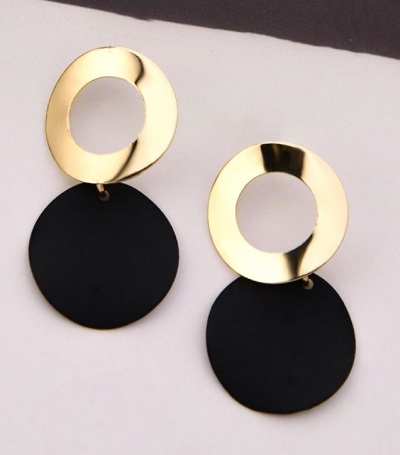 Black and gold metal office wear earrings