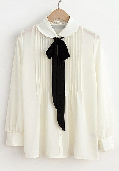 Chiffon formal full sleeves Shirt with Peter Pan collar and tie