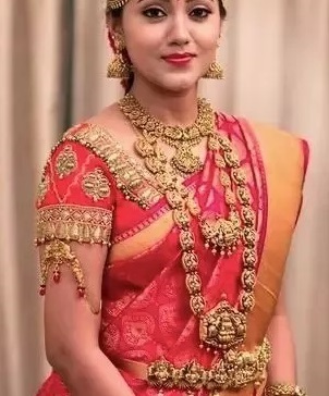 Embellished silk saree wedding blouse pattern