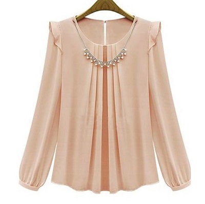 Full sleeves Blush Pink formal blouseFull sleeves Blush Pink formal blouse