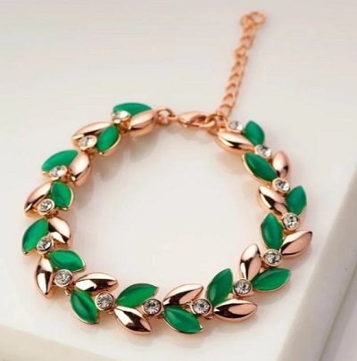 Greenstone and gold studded bracelet for office