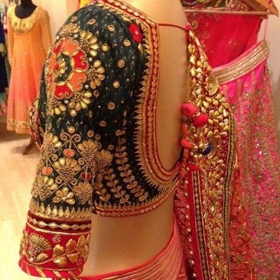 Heavily Gota Patti embellished bridal blouse pattern