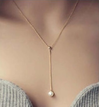 Light Necklace with a pearl drop for office