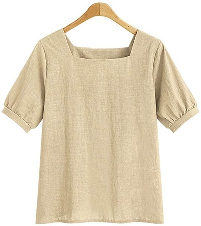 Linen Square Neckline formal top for ladies