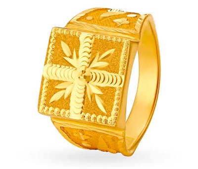 Men’s Gold Ring Pattern with Floral Design