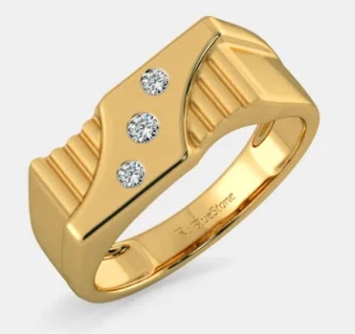 Men’s Gold Ring With Diamond Pattern