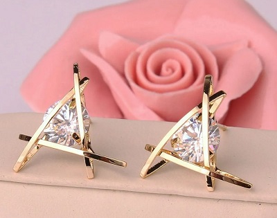 Office wear gold and diamond earring for women