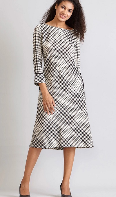 Plaid Print Formal Women's Office Wear Dress