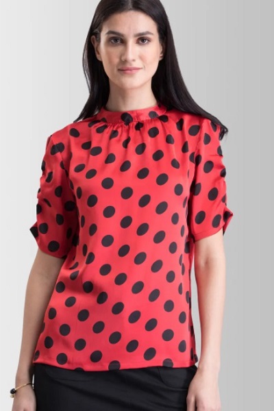 Polka dotted Office wear formal top for women