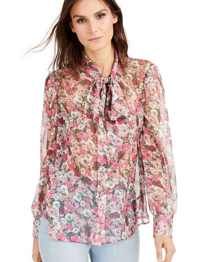 Printed chiffon full sleeves Office wear top