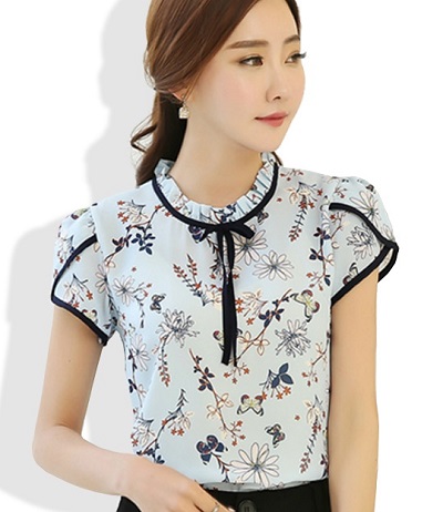 Short sleeves stylish printed formal top