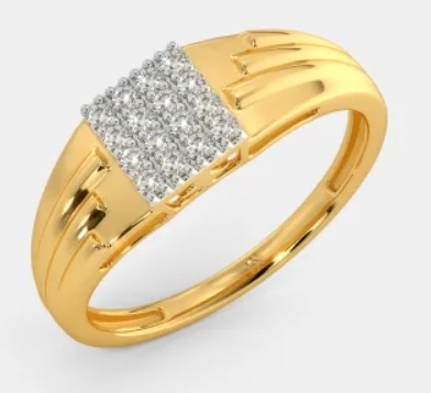 Simple Diamond Studded Gold Ring Pattern For Wedding