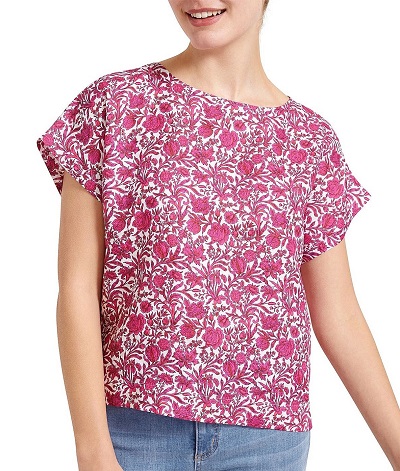 Stylish pink printed boxey formal top for women