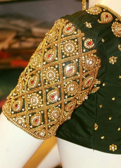 The Green Bridal Wedding wear blouse with stone work