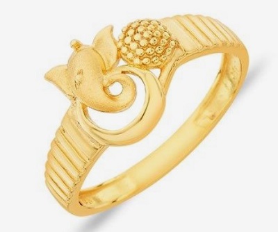 Traditional Ganesha Inspired Gold Ring Design For Men