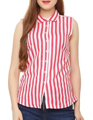 Vertical line print formal shirt for women