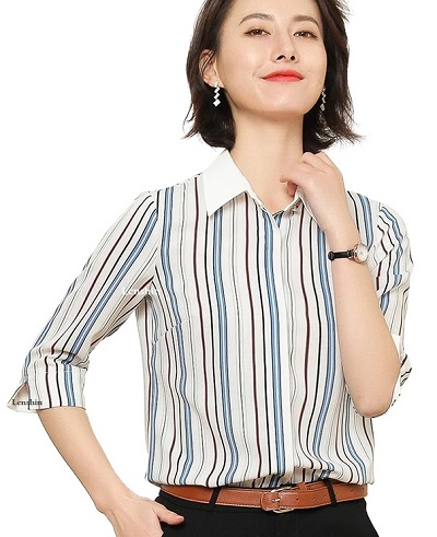 Vertical pattern formal shirt for women