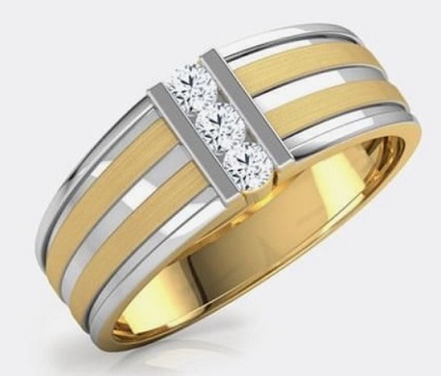 White Gold and Diamond Studded Men’s Ring Design