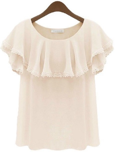 White ruffled Office wear formal top