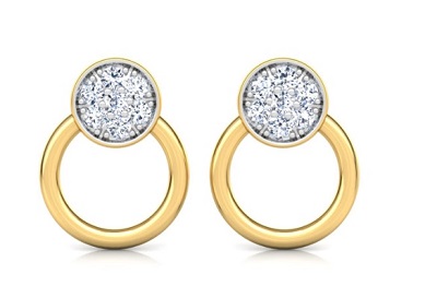 Attractive circular pattern 18 karat gold earrings