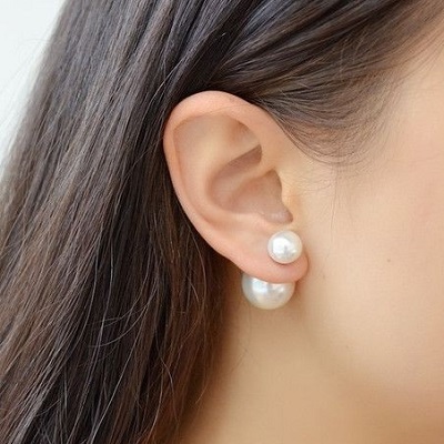 Double sided pearl earrings for women
