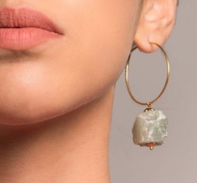 Hooped earrings with stone for office