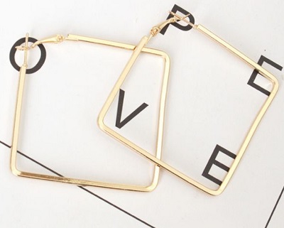 Square hoop earrings in gold for office
