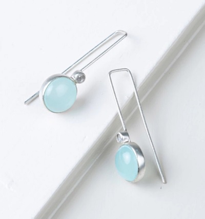 Sterling silver earrings with aquamarine stone