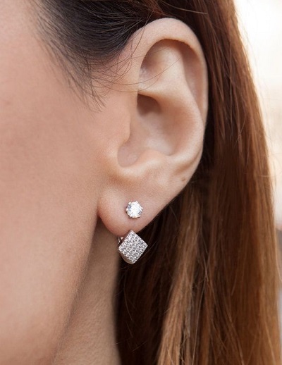 Studded double side stud earring for women