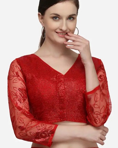 Full Sleeveless Lace Fabric V Neck Blouse