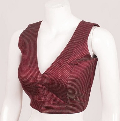 Silk Wine Colored Sleeveless Blouse Pattern