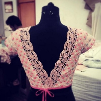 V Neckline Blouse With Embroidery