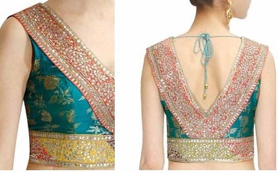 Wedding Wear V neckline blouse with border work