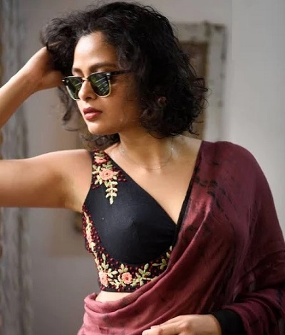 Black Embroidered V Neck Blouse For Festivals