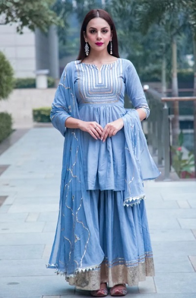 Frock Style Sharara Suit For Women With Gota Work