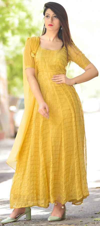 Georgette Long Length Anarkali Dress For Casual Functions