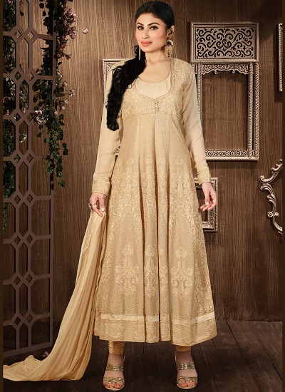 Golden Anarkali Suit With Churidar