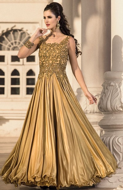 Golden Silk dress For Parties