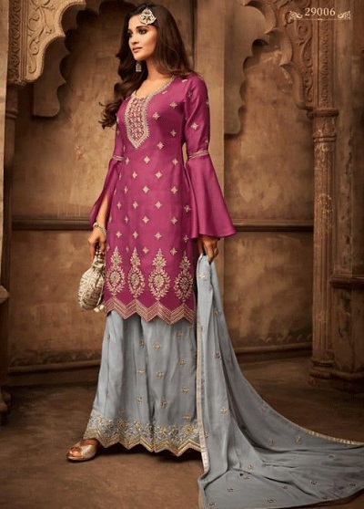 Sharara Suit With Flared Sleeves