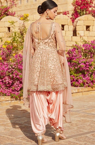 Short Golden Frock Kurti With Patiala Punjabi Suit