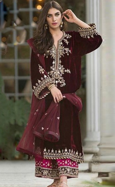Velvet Sharara Suit For Winter Weddings
