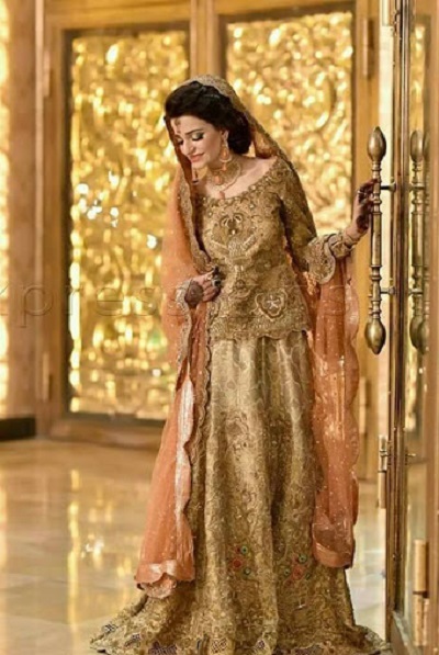 Wedding Wear Golden Dress For Brides