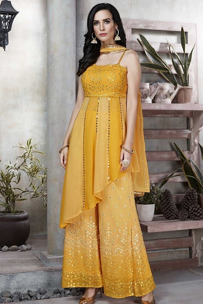 Stylish Designer Yellow Sharara Suit For Women