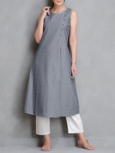 A-line long side cut kurti for women