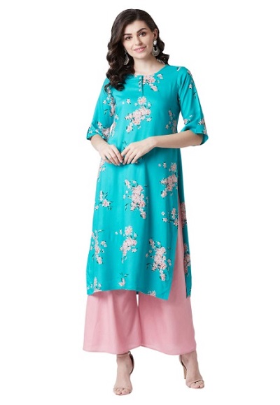 Blue and pink Stylish women’s kurta palazzo set